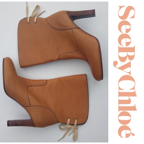 See by Chloe GORGEOUS Brown Leather Boots Size 38 - Picture 1 of 8